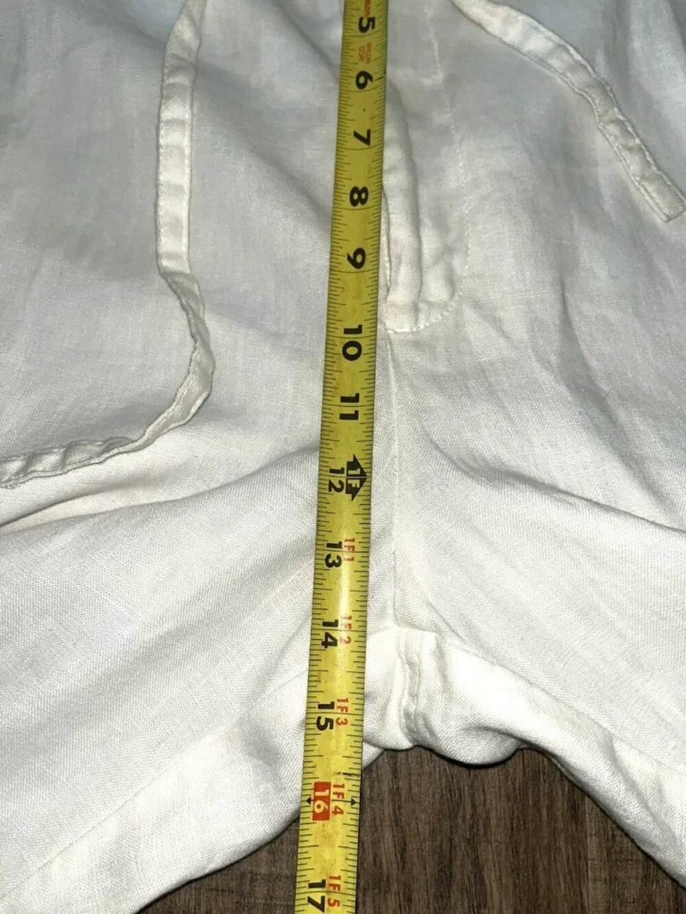 White 100% Linen Pants Lined 38x25 Short Preppy Coastal Beach Casual Comfort